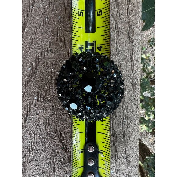 Victorian Black Mourning Crystal  Brooch Pin 1.75" Diameter Large Round Faceted - Picture 5 of 8